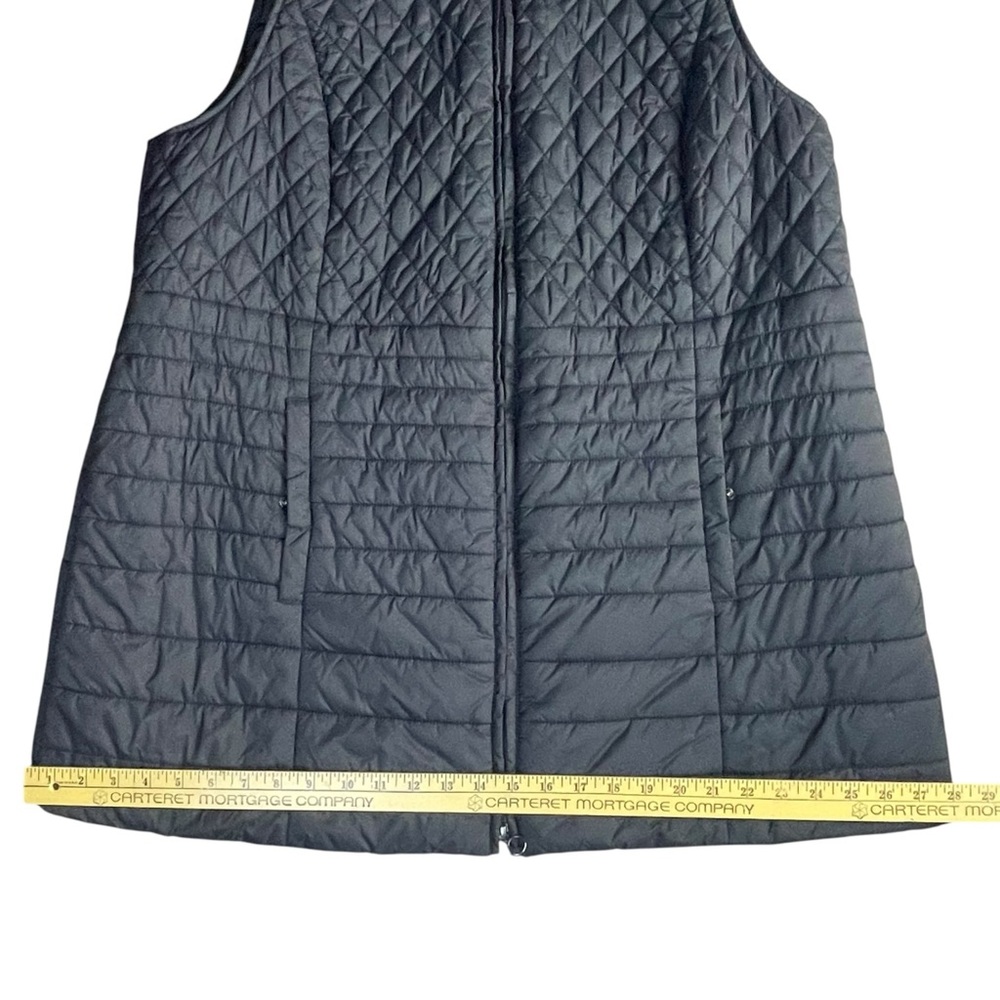 Talbots Long Puffer Vest Jacket 2XL Primaloft Black Pockets Lined Slimming - Picture 15 of 16